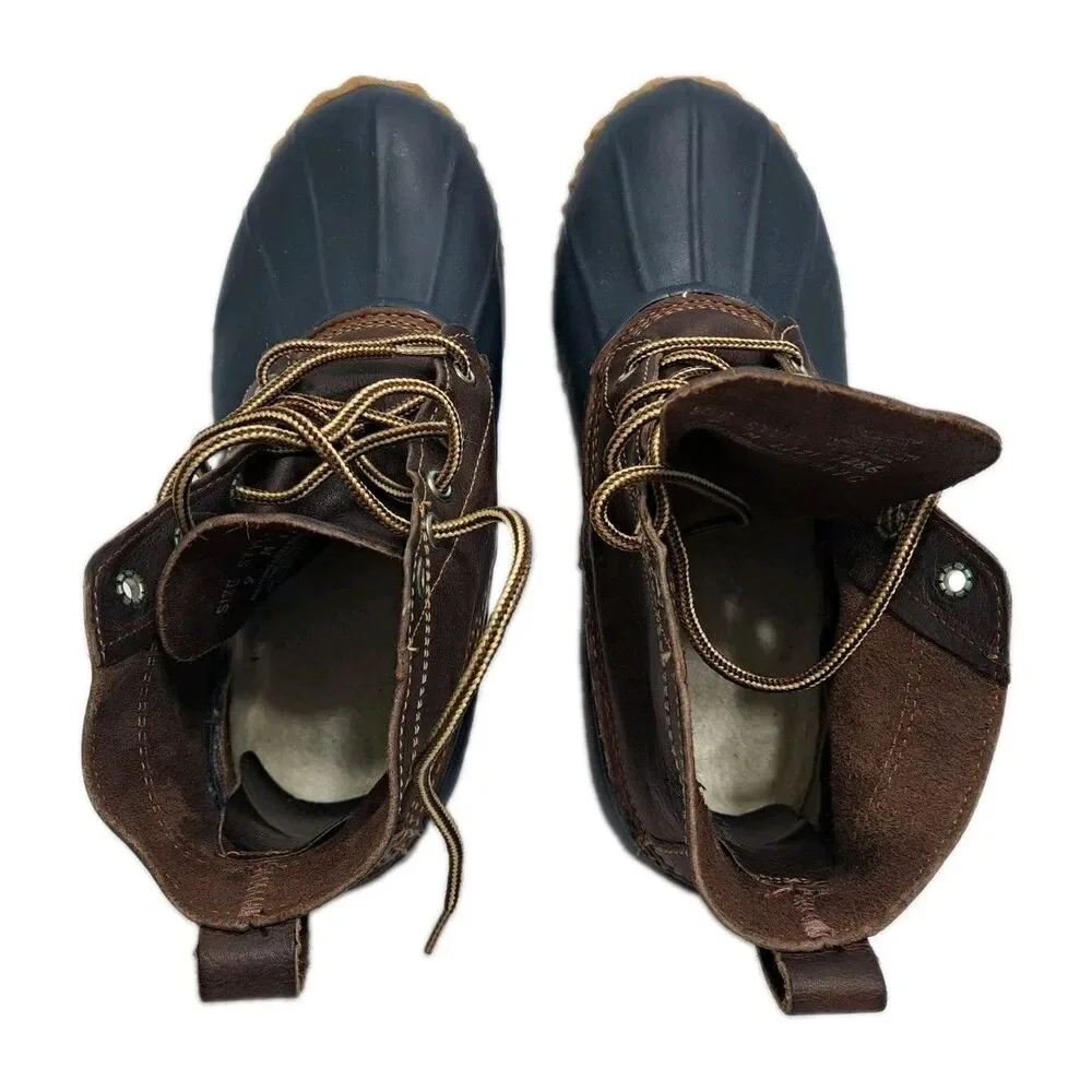 Eddie Bauer Men's Size 9 Rubber BOOTS Leather Duck Hunting Rain Shoes Waterproof